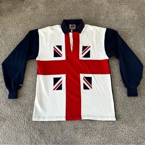 Barbarian Rugby Wear UK Great Britain Union Jack Flag Long Sleeve Polo Shirt